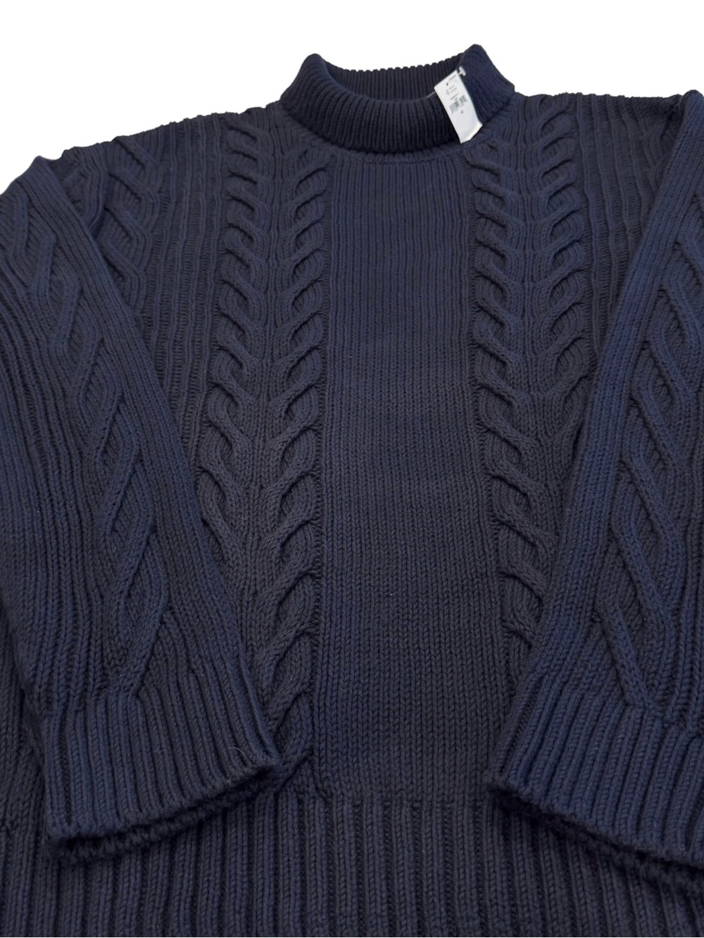 J Crew Men’s Navy Blue Cable Knit Sweater Turtle Neck Sz M NWT